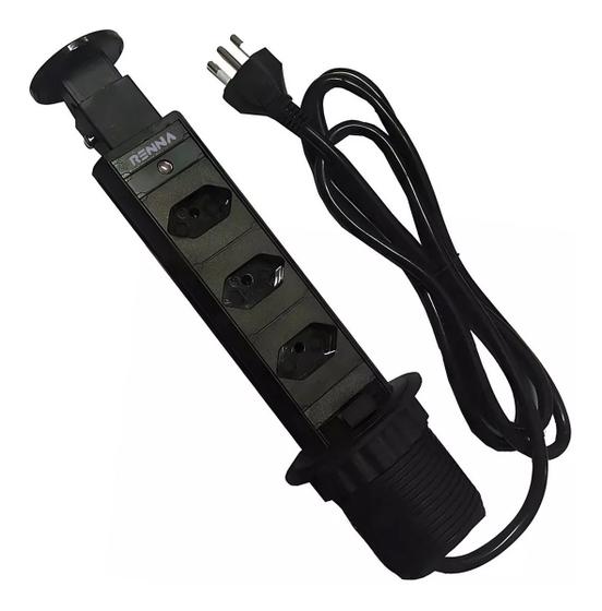 Imagem de Torre De Tomada Multiplug Com 3 Tomadas Preto Renna