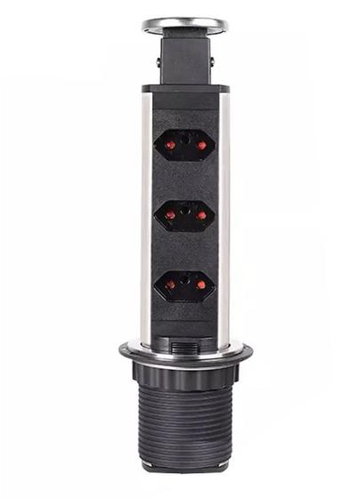 Imagem de Torre De Tomada Retrátil Multiplug Embutir Mesa Granito Inox