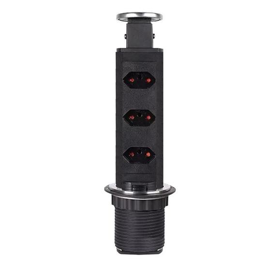 Imagem de Torre De Tomada Retrátil Multiplug Embutir Mesa Granito Inox