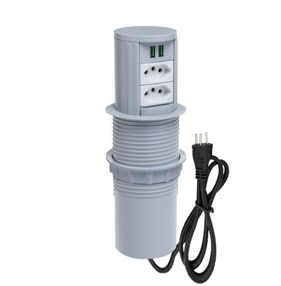 Imagem de Torre De Tomada Totem Slim Automático 2 Tomadas 10A 2USB 4.9
