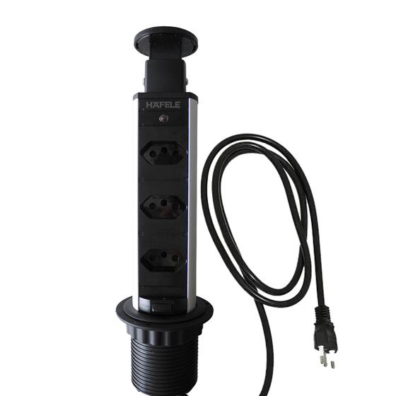 Torre Power Plug 03 Tomadas 110-250V 16A Preta Hafele 822.91.120 Imagem de Torre Power Plug 03 Tomadas 110-250V 16A Preta Hafele 822.91.120