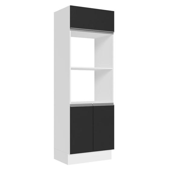 Imagem de Torre Quente Armário de Cozinha 100% MDF 70 cm para 2 Fornos Branco/Preto Acordes Madesa