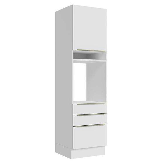 Imagem de Torre Quente Madesa Lux 60 cm 1 Porta 3 Gavetas - Branco/Branco Veludo