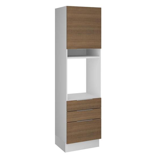 Imagem de Torre Quente Madesa Stella 60 cm 1 Porta 3 Gavetas - Branco/Rustic