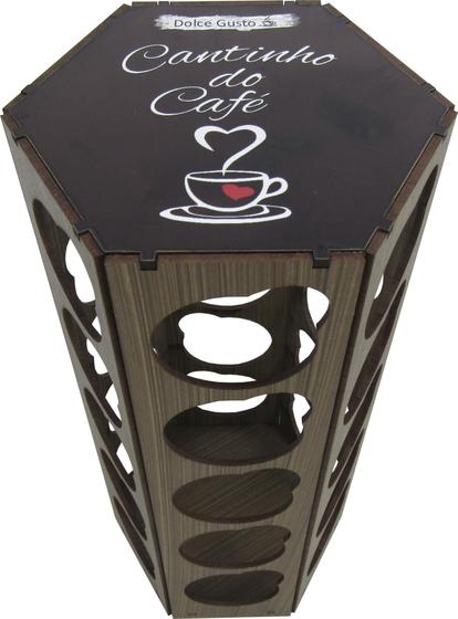 Imagem de Torre Sextavada Porta Cápsulas Capacidade 30 Cápsulas Dolce Gusto Cantinho Do Café Mdf