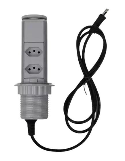 Imagem de Torre Tomada Multiplug Retrátil 2 Tom Plug 20a suporta 16A Cinza 