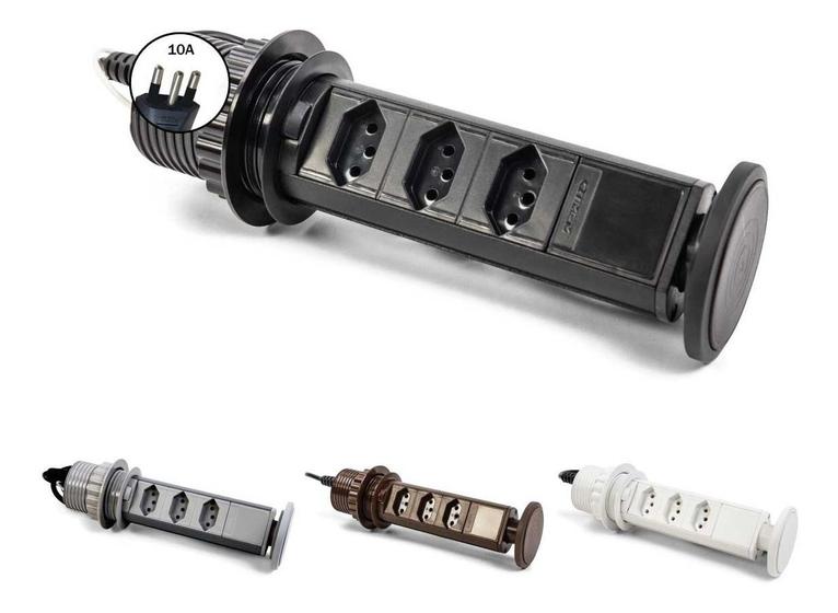 Torre Tomada Retrátil Embutir Mesa Bancada Totem 10a 3 Plugs Menor preço em Torre Tomada Retrátil Embutir Mesa Bancada Totem 10a 3 Plugs
