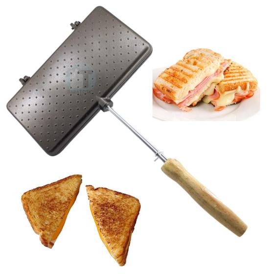 Tostadeira Sanduicheira Fogão Teflon Assadeira Forma Dupla Lares