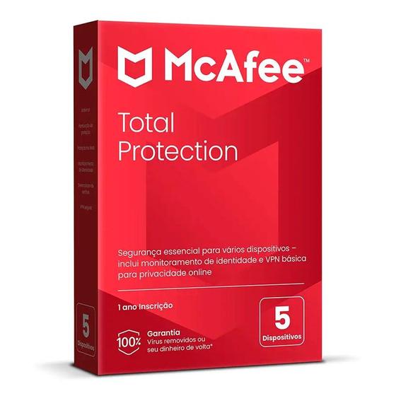 Imagem de Total Protection McAfee 5 Dispositivos 12 meses Produto físico - MACF0009-BOX