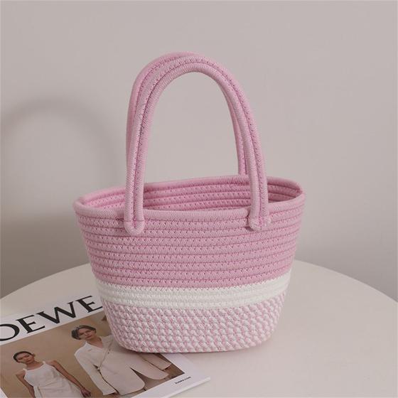 Imagem de Tote Bag de Algodão Listrado Retrô - Mochila de Design de Nicho