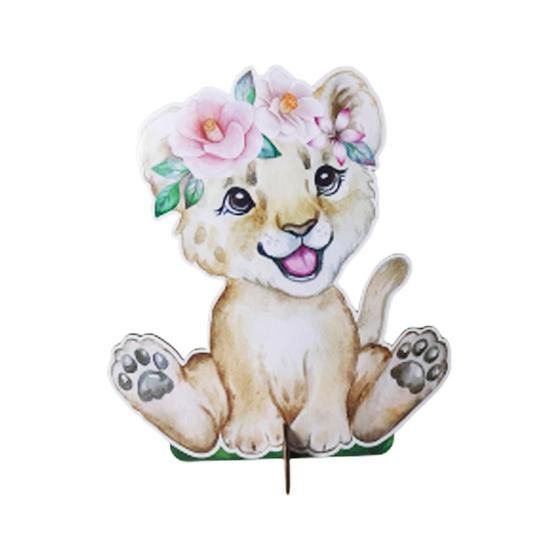 Imagem de Totem de Mesa Safari Leão 25cm Displays Aniversário Mdf Adesivado