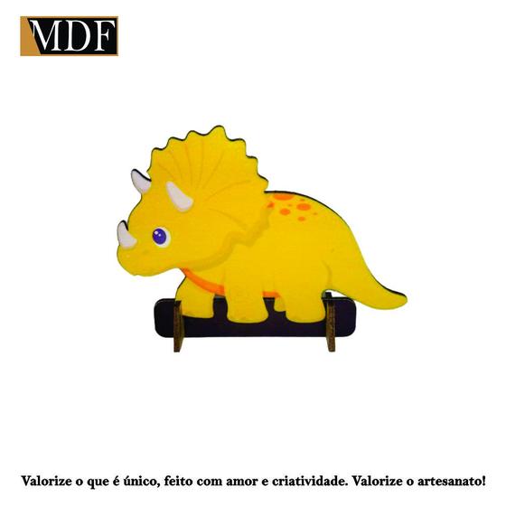 Imagem de Totem de Mesa Triceratopes Dinossauro Baby 12cm Displays Aniversário Mdf Adesivado