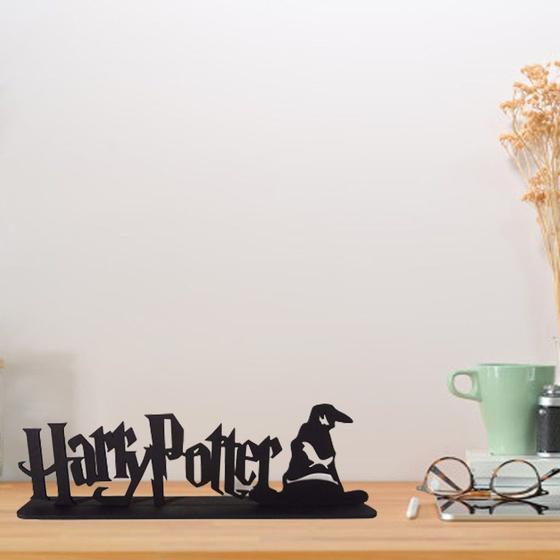 Imagem de Totem Harry Potter De Mesa 6mm Frase Letras Palavras Geek Filmes e Séries Mdf Preto Hogwarts