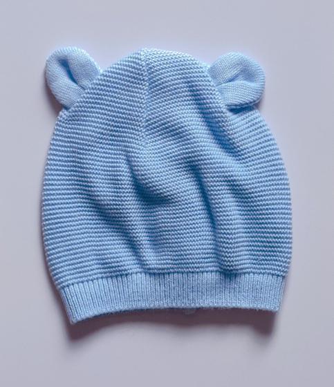 Imagem de Touca bebê tricô gorro com orelhinhas de urso linha acrílica