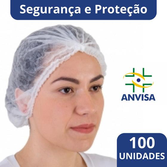 Imagem de Touca Branca Descartável TNT Sanfonada Plissada com 100 Unidades Certificado Anvisa Descartável com Elástico com Nota Fiscal