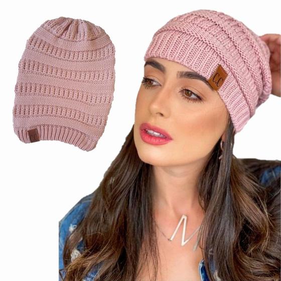 Imagem de Touca Caída Tricô Gorro Boina Beanie Lã Masculina Feminina Macio Quentinho