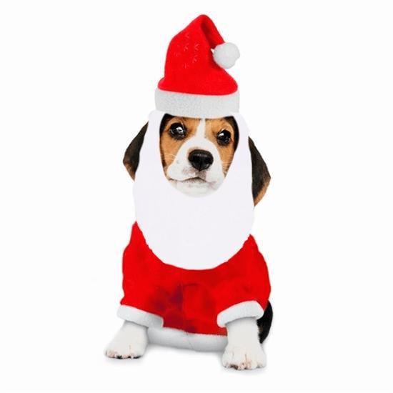Imagem de Touca com Barba Noel Cachorro Branco e Vermelho P