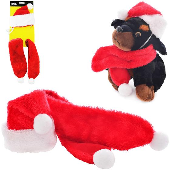 Imagem de Touca com cachecol de papai noel para cachorro