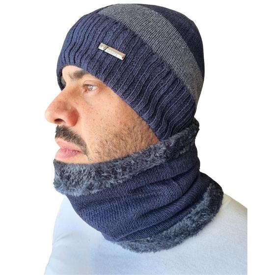 Imagem de Touca Com Gola Cachecol Forrada Térmica Proteção Inverno 