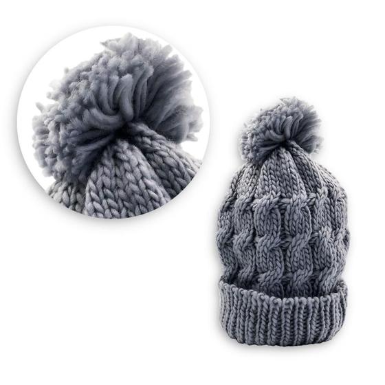 Imagem de Touca com Pompom - Cinza Gorro Confortável e Macio