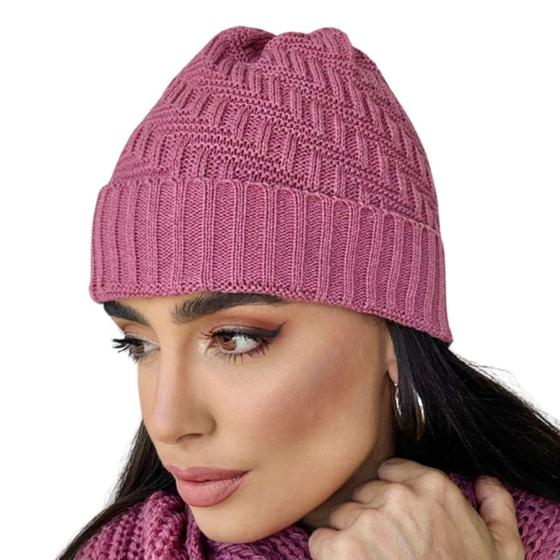 Imagem de Touca de frio lã feminina masculina tricot inverno