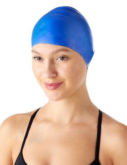 Imagem de Touca de Natação de Silicone Amazon Basics - Azul