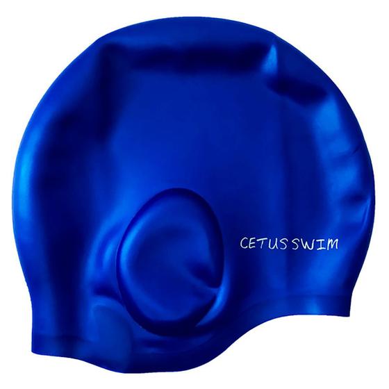 Touca de Silicone para Natacao Cetus Cobre Orelha - Azul Menor preço em Touca de Silicone para Natacao Cetus Cobre Orelha - Azul
