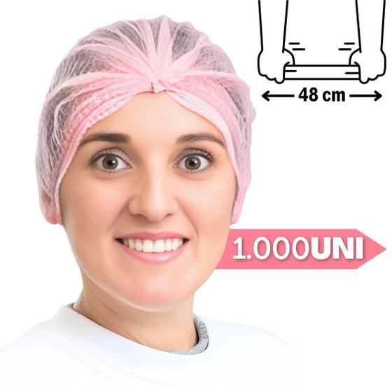Imagem de Touca Descartável Rosa Tnt Com Elástico 1000 Uni C/ Nota