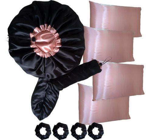 Imagem de Touca Difusora Hidratação Seca Cabelo + 4 Fronhas + 4 Xuxas