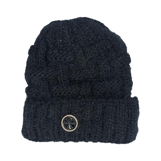 Imagem de Touca Feminina Forrada de pelinho Gorro de inverno Preto