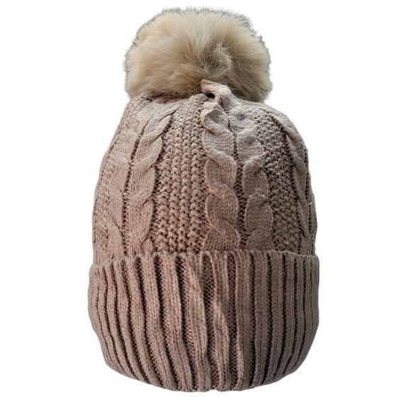 Imagem de Touca Feminina Gorro de Tricot Forrada Pompom