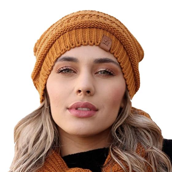 Imagem de Touca feminina masculina gorro lã grossa tricot frio inverno