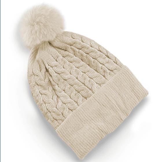 Imagem de Touca Fenimina Adulto Gorro De Lã Forrada Com Pompom De Pelinho Antialergica Mulher Top Moda Frio Tricot Reforçada Linda