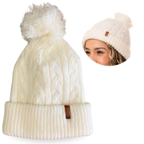 Imagem de Touca Gorro Bariloche com Pompom Bege Claro Off White Conquista