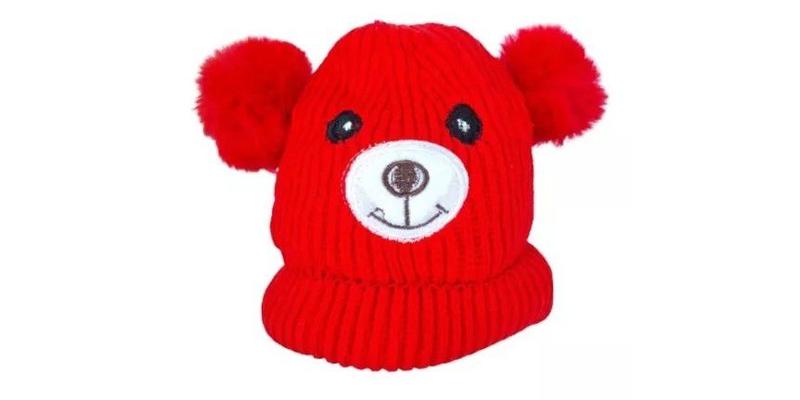 Imagem de Touca Gorro Forrada Bebe Com Dois Pompom Ursinho