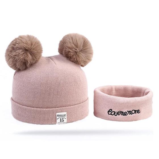 Imagem de Touca Gorro Inverno Para Crianças Com Cachecol