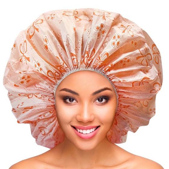 Imagem de Touca Grande Luxo Plástica Para Banho Ideal Para Cabelos Afro ou Volumosos 1 Unidade