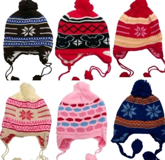 Imagem de Touca Juvenil Peruana Infantil Gorro de Criança Pompom Toca Estilo Chaves Inverno Forrado de Lã