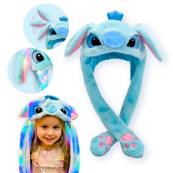 Imagem de Touca Lilo Stitch Anime Colorido C Led Gorro Levanta Orelhas