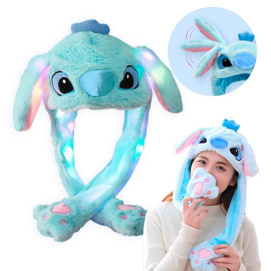 Imagem de Touca Lilo Stitch Anime Colorido C Led Gorro Levanta Orelhas