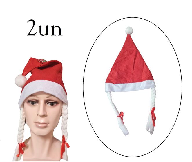 Imagem de Touca Natalina / Gorro de Natal - Mamãe Noel com Tranças-2un