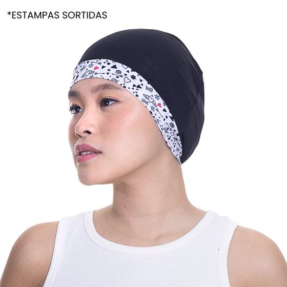Imagem de Touca Nero Preta Para Cabelo Com Barra Estampada - Santa Clara