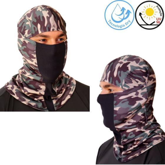 Imagem de Touca Ninja Mascara Paintball Tatica Militar Balaclava Moto Proteção Térmica UVA UVB Dry Fit Frio 