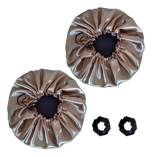 Imagem de Touca Para Dormir Dupla Face Cetim Anti Frizz + 2 Scrunchie