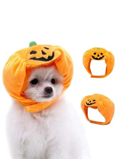 Imagem de  Touca Pet Halloween , touca abóbora, cães e gatos fantasia. TAM M