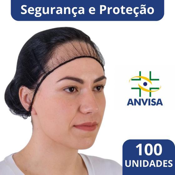 Imagem de Touca Protetora Cabelo Capilar Tipo Rede Redinha 100 Unidades Aprovada pela Anvisa Restaurante Lanchonete Salão Estética