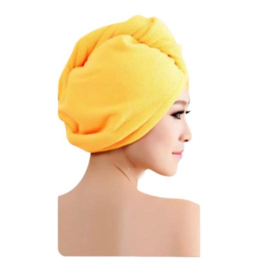 Imagem de Touca Turbante Banho Cabelo Microfibra Anti Frizz Amarelo Premium