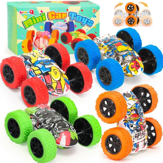 Imagem de Toy Cars SevenQ Monster Truck Push and Go para crianças, 4 unidades