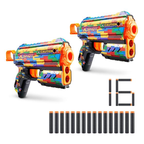 Imagem de Toy Foam Blaster XShot Skins Flux Blaster com 16 dardos, pacote com 2