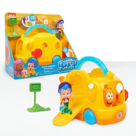 Imagem de Toy School Bus Bubble Guppies Swim-Sational com bonecos de mais de 3 anos